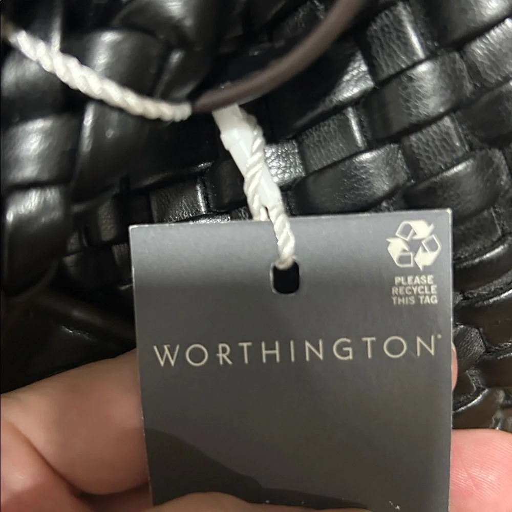 NWT Worthington Black large Woven Tote Bag and wristlet - Picture 2 of 9